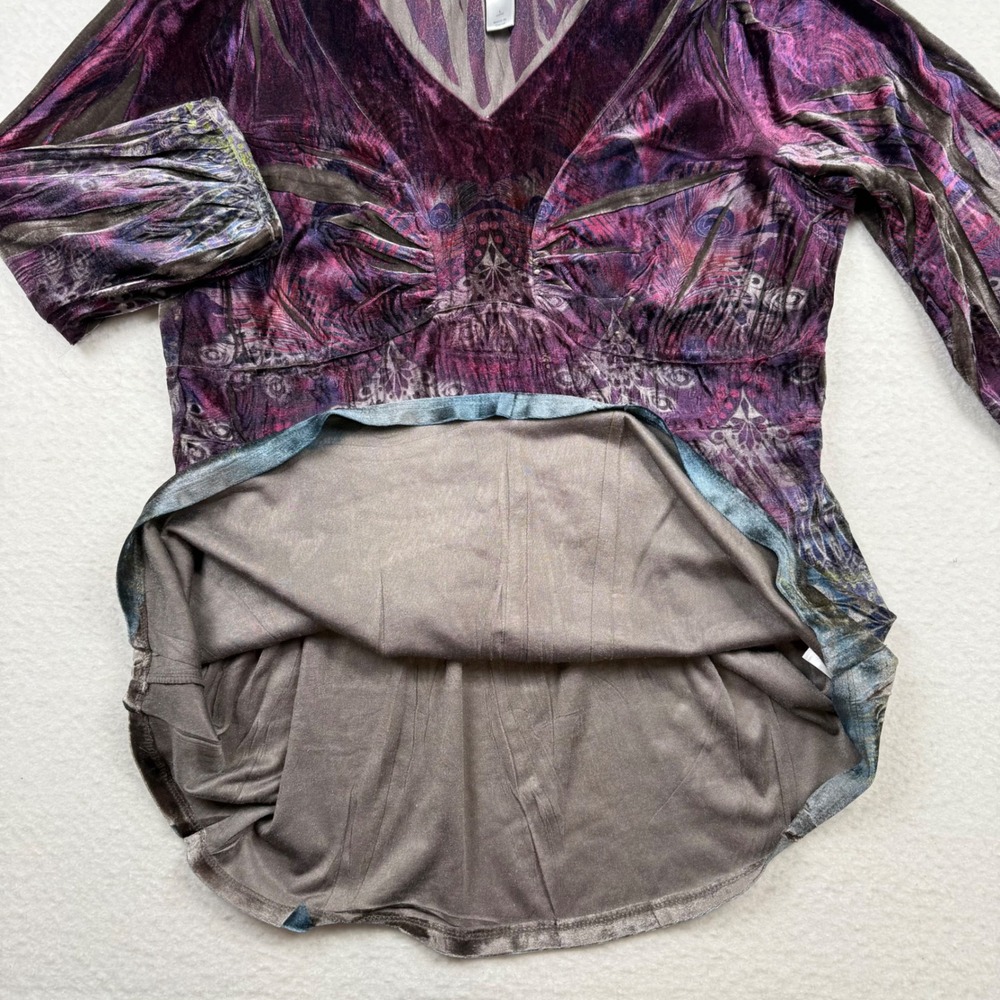 Christopher & Banks Tunic Burnout Velvet Whimsigoth Empire Waist Size Large Long - Picture 7 of 12